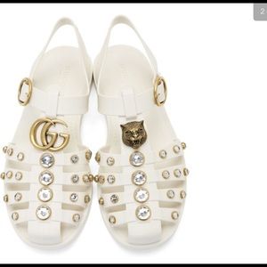 Gucci Rubber Sandals with Crystals